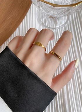 大米饰品a】高级感戒指不掉色冷淡风时尚简约设计感食指戒指女个