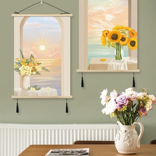 布艺挂画装饰画客厅卧室床头竖版墙壁画现代简约电表箱遮挡画布