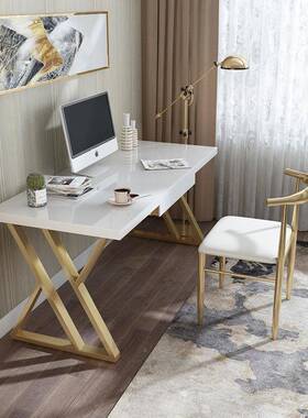 实木电脑桌式白家用书房办台WUG公桌功卧室烤漆轻奢书桌椅组合多