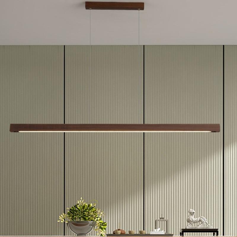 胡桃木禅色简餐厅吊灯现代约新646茶中式意室实木长条书房餐桌灯