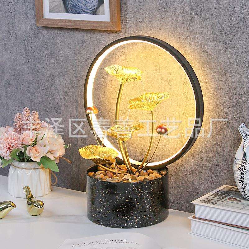 新款简件流GIZ水摆件家居摆玄关办公室约桌招面摆件财循环流水摆