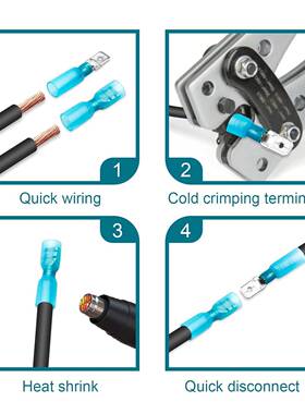 跨境240CS盒装全绝缘防水/KKNP热缩线公母对接插簧插片接端子