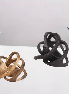 新中式创意铸铁黑色球摆件样板房楼部卧室书绕房售桌YVE面软装饰