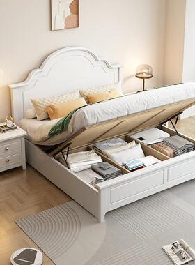 白色全实木床现代简ZIT主美式法式奶油.风女生公15米双单人主次约