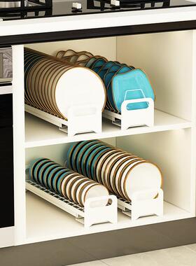 厨房碗抽屉【M873】架内置物架的拉篮橱柜碗碟收纳架拉式放抽柜子