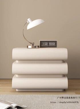 床头柜卧室家纳GEB奶油意白色用极式简皮质床边收储物