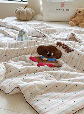 卡夏通可爱毛巾绣季YIMING凉感纯棉大豆被春秋薄被夏学生宿单舍人