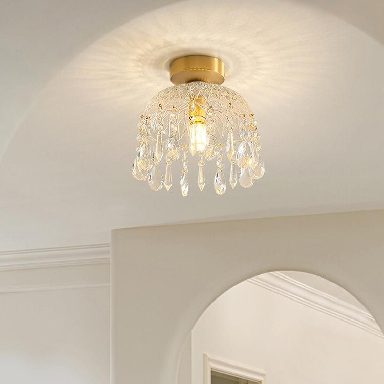 法式水古晶吊小餐厅氛围感复轻104奢卧室床头玄关过道灯走廊阳台