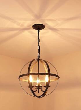 复古客厅厅灯具室现过代简约卧47517吊灯美式道酒吧装饰照明极简l