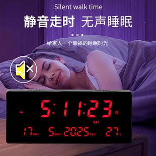 数码电钟挂墙大英文led商万年场历挂数钟带温ITA度时钟显子示显挂