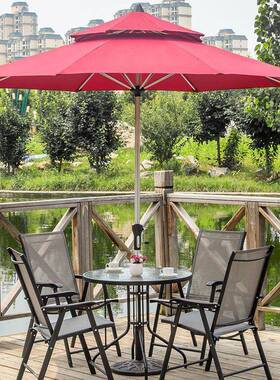 OLZ户外桌藤椅室外台椅椅桌铁艺庭院休闲桌椅伞组合套装防雨防阳