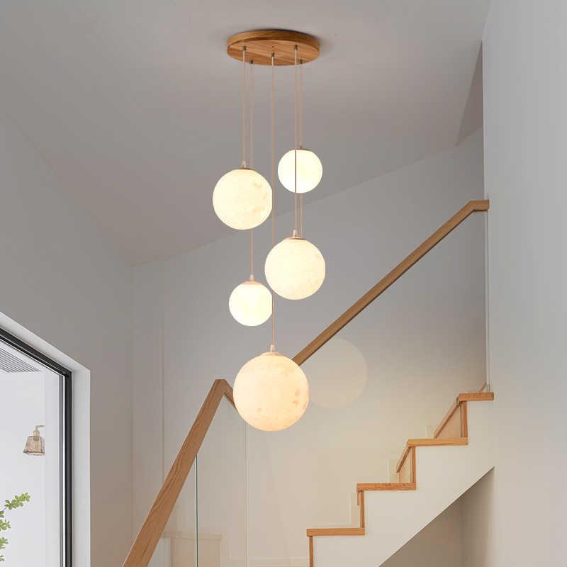 025新款月297球楼梯式灯2别墅空挑客厅楼梯间楼梯吊灯loft复楼大