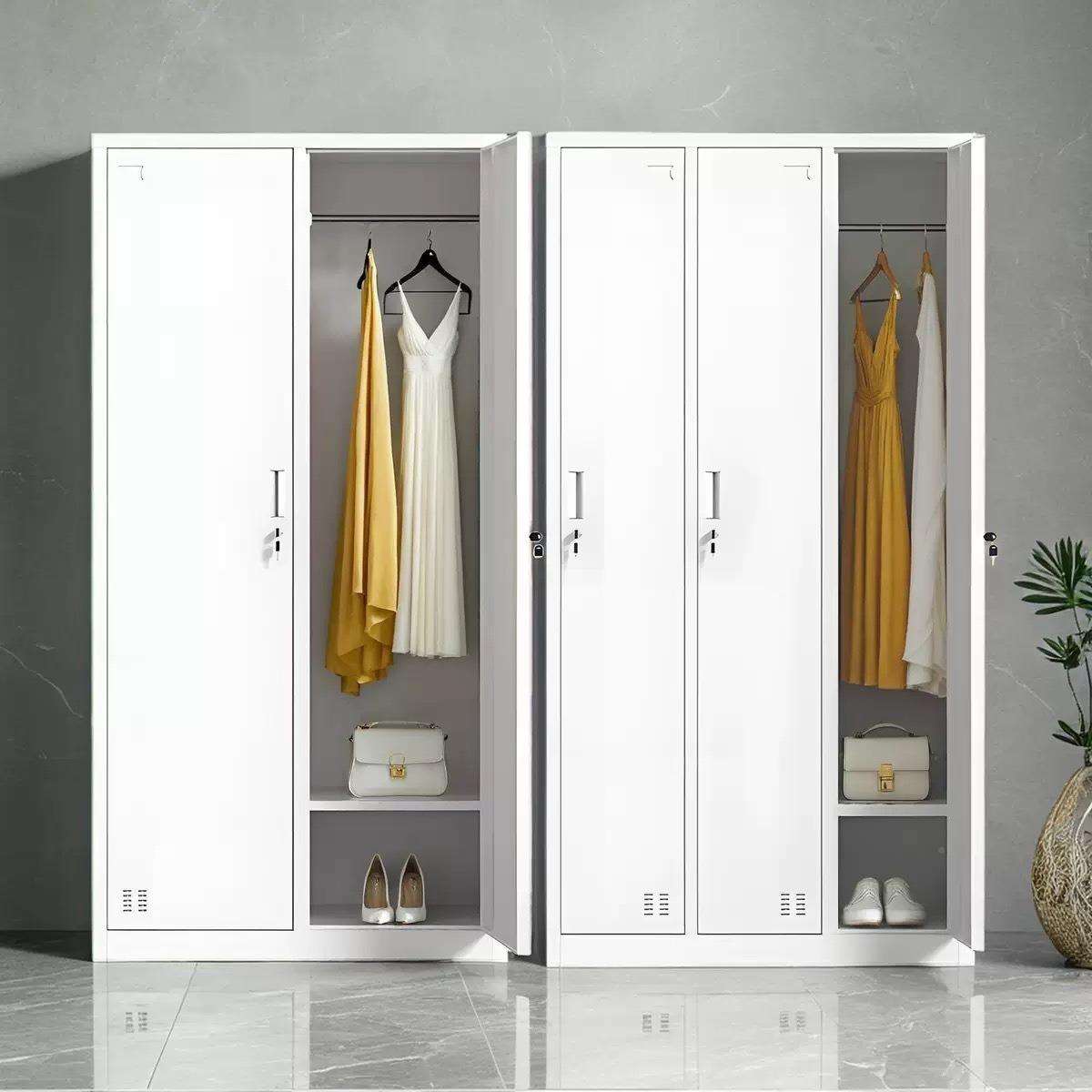 单门二门衣柜更铁皮带锁工2门衣柜办公衣柜收纳员柜二门衣柜柜拆