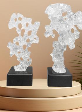 创意透明太湖石摆件太湖石摆居装中家式艺术客厅奢摆件轻风饰装饰