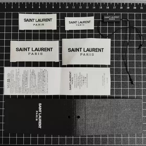 Saint Laurent Complete Set of Accessories, Main Label, Wash Label, Hang Tag, Hang Tag String
