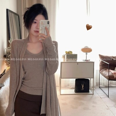 法式温柔慵懒风不规则针织开衫内搭吊带背心鱼尾半身裙长裙套装女