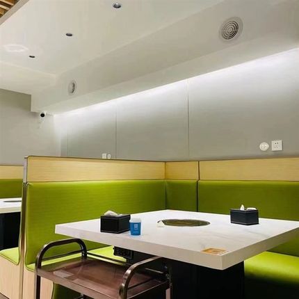 商用定制储物卡座餐桌椅酒店餐厅岩板大理石餐桌靠墙软包桌椅组合