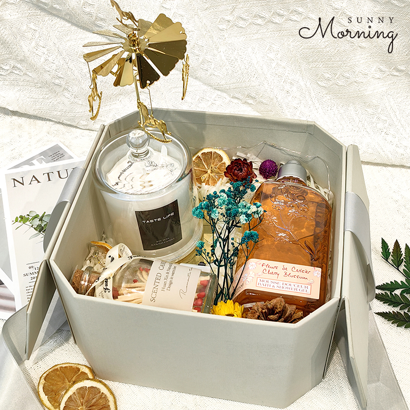 【浪漫花语】香薰蜡烛礼盒搭旋转托盘送闺蜜生日礼物公司员工礼物