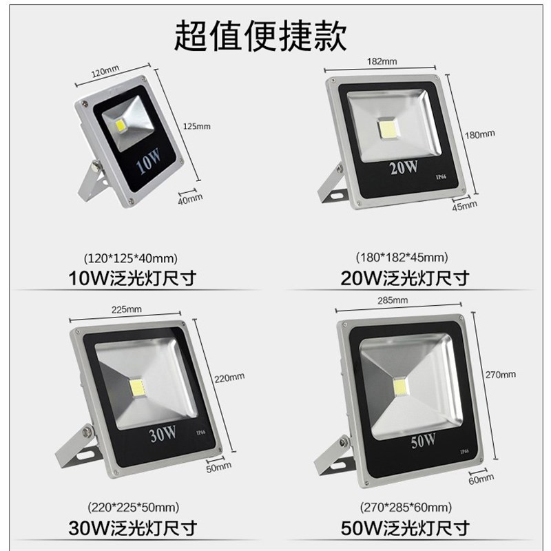 LED投光灯低压直流12V24V 10W20W50W船用泛光灯户外投射灯防水