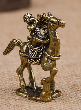 黄铜实心马铜马上封侯动物马猴摆件桌面茶宠办公室装饰工艺品礼物