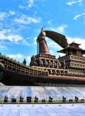 历史文化主题汉武大帝名人玻璃钢彩绘大型户外景观不锈钢金属雕像