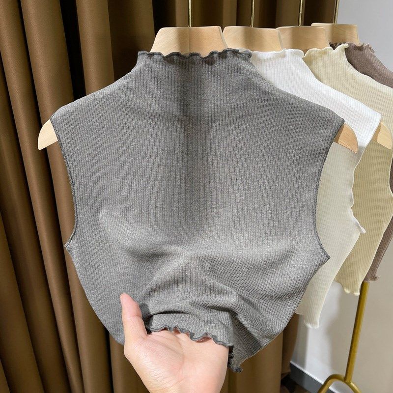 半高领假领子百搭无袖背心女2024秋冬新款搭配毛衣内搭打底衫上衣
