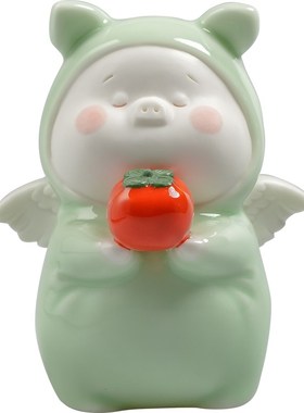 创意诸事大吉家居摆件精品可爱小柿子小猪装饰工艺品客厅书房摆件