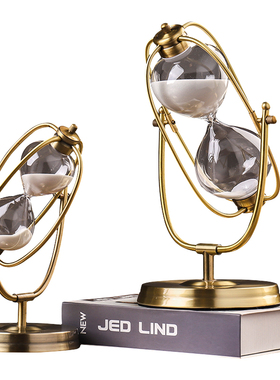 北欧创意铁艺玻璃沙漏计时器摆件书房酒柜家居装饰工艺品小摆设