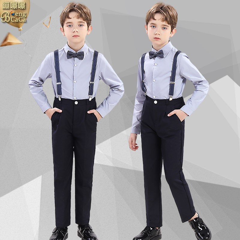 男童西装演出礼服儿童春夏钢琴表演西服六一主持朗诵马甲背带套装