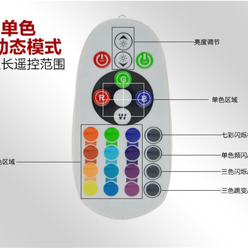 LED灯带遥控开关16种颜色控制器8种闪烁模式七彩变色光带客厅吊顶