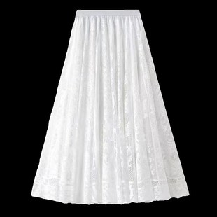 蕾丝半身裙 旗袍衬裙春夏秋百搭打底裙白色内搭清爽长款 围你点赞
