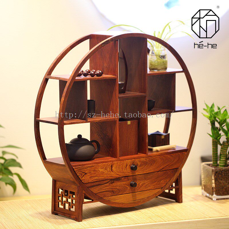 包邮小博古架实木中式多宝阁酸枝木展示架置物架带抽屉古玩把件架