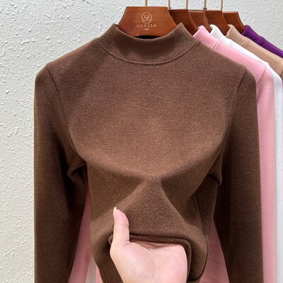 男女童打底衫2024秋冬新款双面德绒保暖内搭中大童半高领加厚上衣