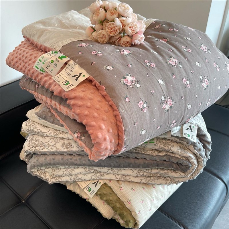 A类豆豆被大豆纤维被法式复古花边款全棉春秋大豆被芯双人可机洗