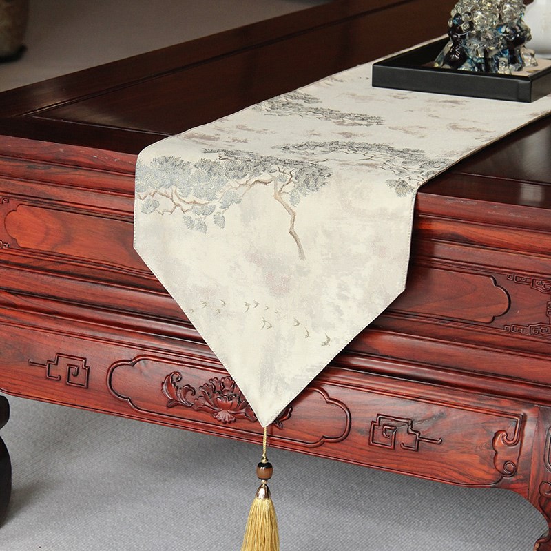 新中式禅意桌旗餐桌电视柜茶几茶台茶席轻奢茶旗茶桌高端桌布