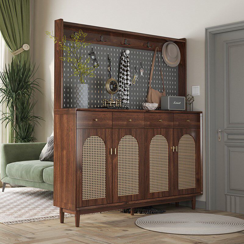 洞洞板衣帽架隔断鞋柜带挂衣架一体入户玄关进门客厅屏风家用门口