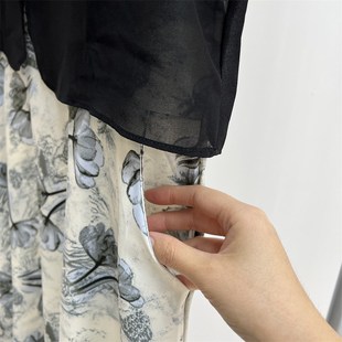 时尚 妈妈夏装 裙中年女士夏季 连衣裙洋气假两件套装 中长裙 2024新款