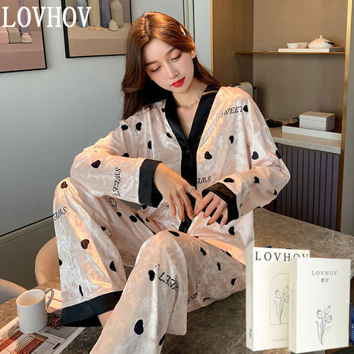 鹿好金丝绒睡衣大码豪华包装送礼