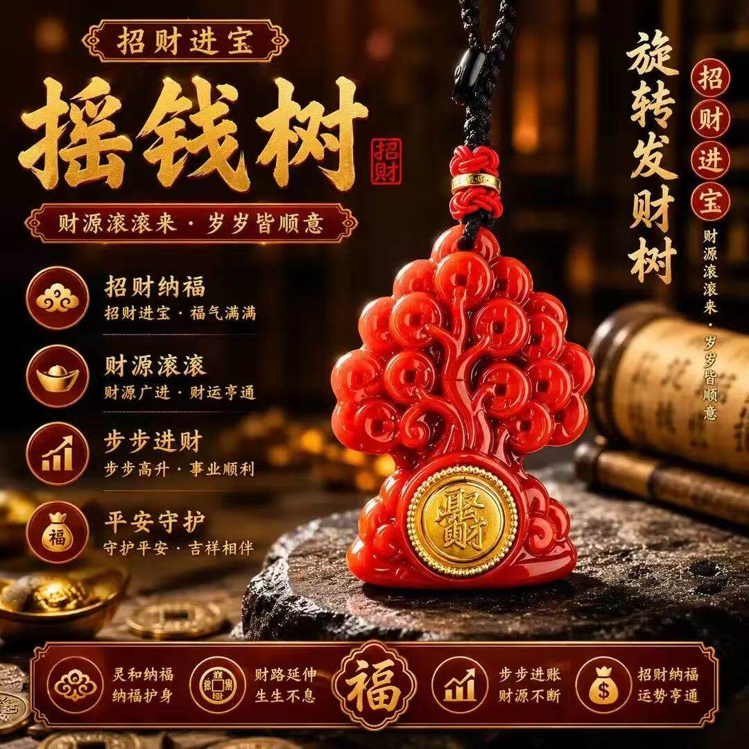 新款推荐旋转发财树钥匙扣挂件男女通用创意钥匙扣礼物