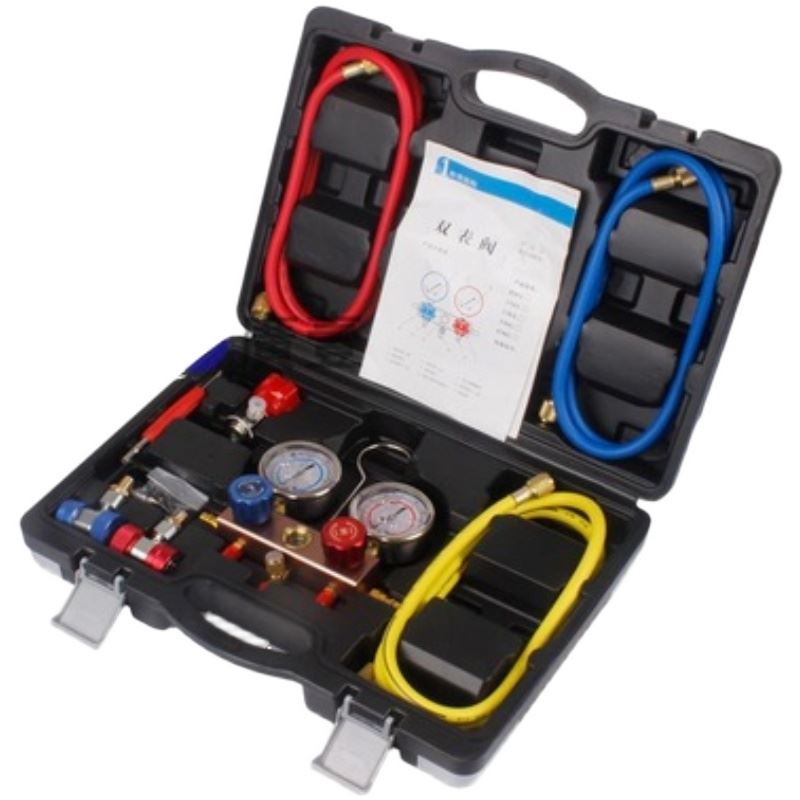 速发。空调媒加氟工具套装汽车加氟表冷表工具双表阀R14a雪种表压