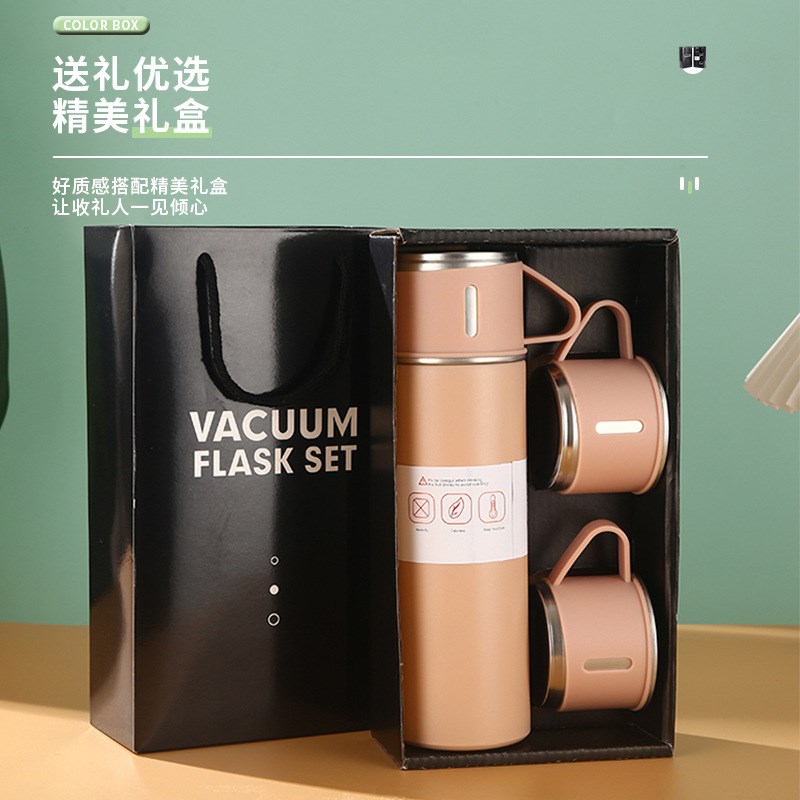 一杯三盖商务办公水杯不锈钢礼盒礼品杯子高档保温杯套装定制logo