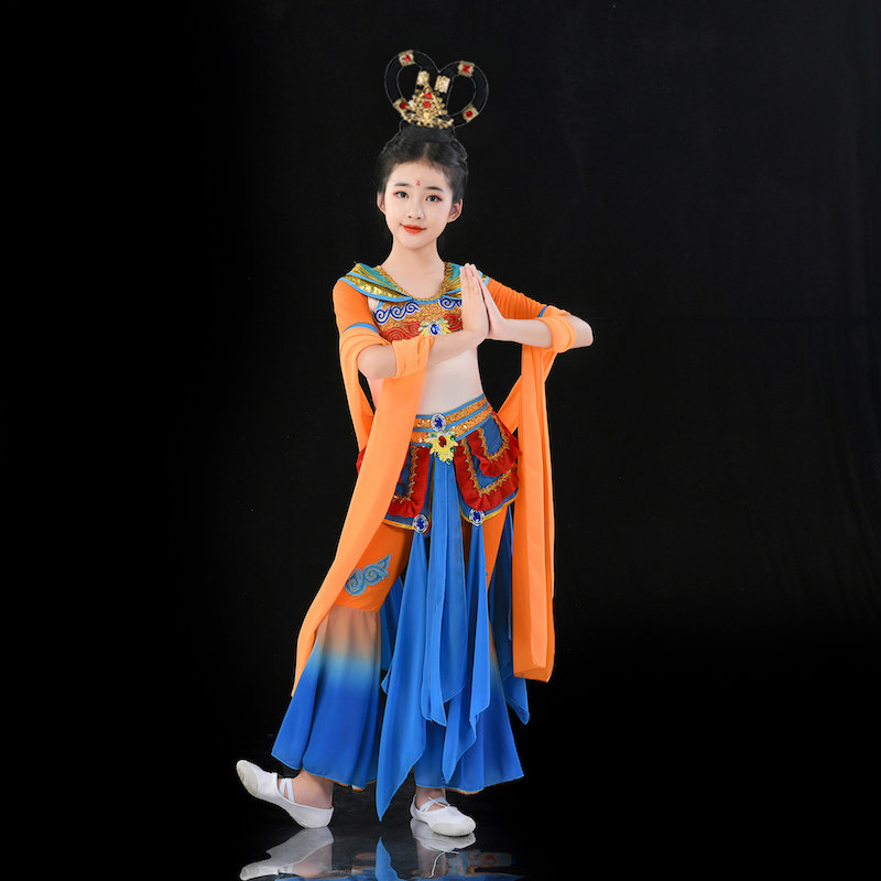 敦煌舞蹈演出服儿童女少儿飞天嫦娥奔月服装古典舞反弹琵琶表演服