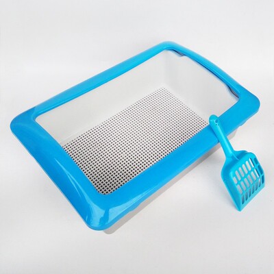 双层猫砂盆适合水晶猫砂松木猫砂膨润土猫砂 带网格送猫铲猫厕所