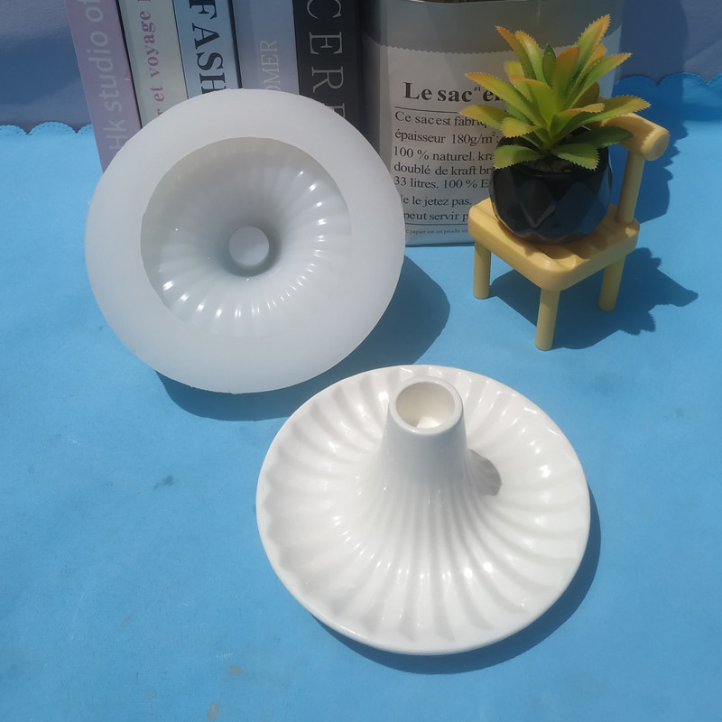 大号直条纹圆盘蜡烛模具小烛台餐厅小摆件桌面装饰品茶盘磨具定制