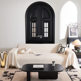 通用直排沙发垫全盖毯全包奶油 沙发盖布高级感沙发巾万能套罩四季