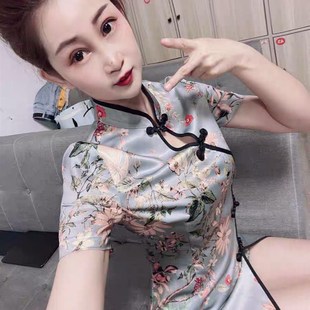 旗袍改良版连衣裙套装年轻款蚀骨少女时髦洋气矮个子搭配155显高