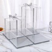 50套全透明生日蛋糕盒子6寸8寸10寸12寸单层双层加高包装 盒定制