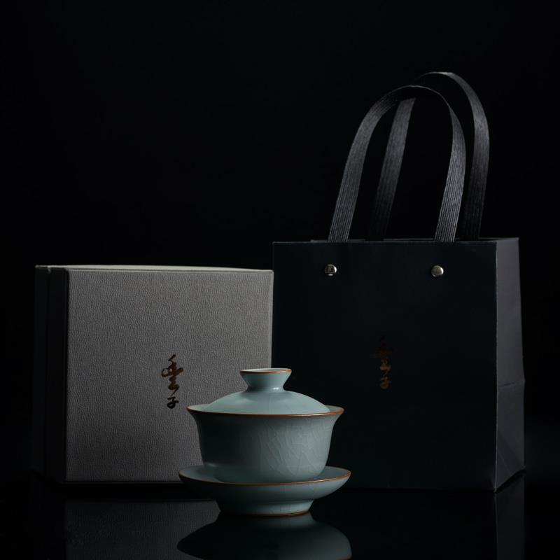防烫好用盖碗大元宝盖碗不烫手高档茶盖碗单盖三才盖碗汝窑盖碗