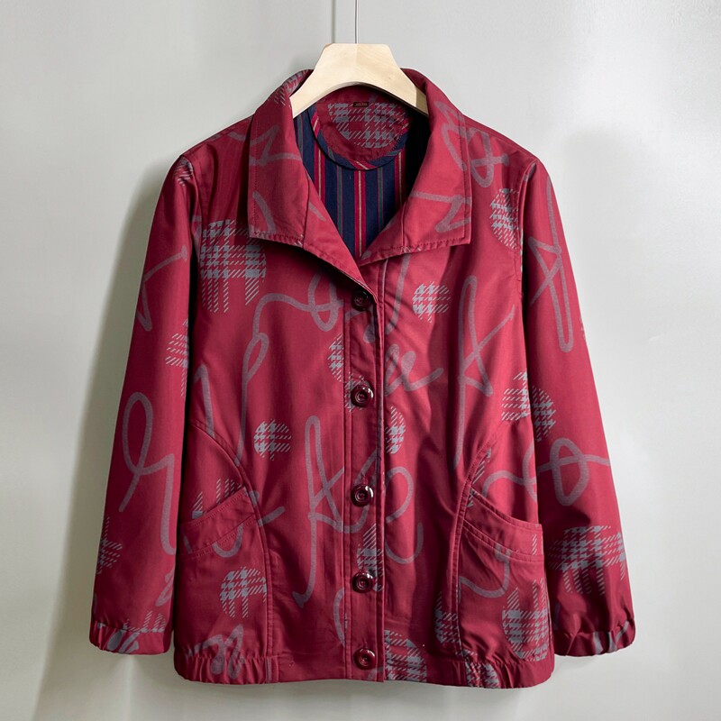 妈妈外套女春秋新款大码开衫风衣休闲夹克中老年人女春装薄款上衣