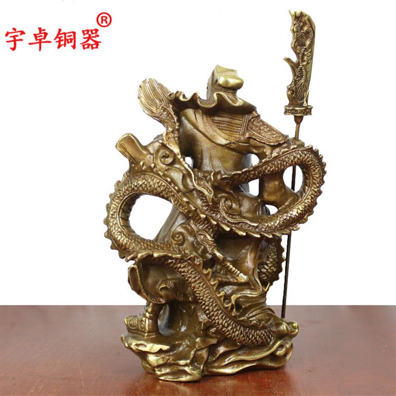 宇卓铜器 纯铜关公黄铜关公武财神铜像工艺礼品摆饰开业礼品摆件